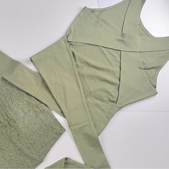 Tavi @Neiman Marcus Light Olive Wrap Around Tank & Cloud High Waisted 7/8 Tights - Picture 16 of 16